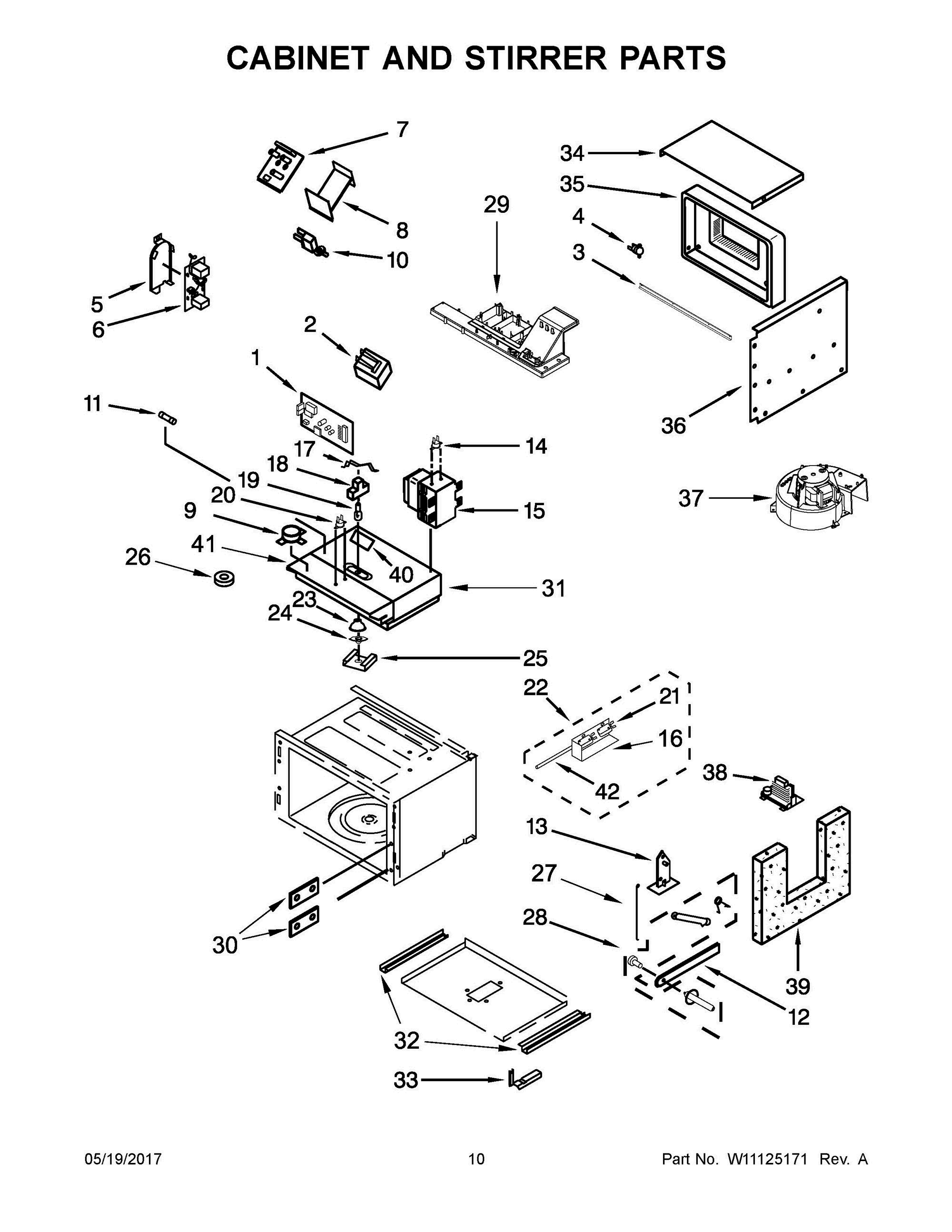 06 - CABINET AND STIRRER PARTS Diagram and Parts List for JMW2427WS03  Whirlpool Microwave