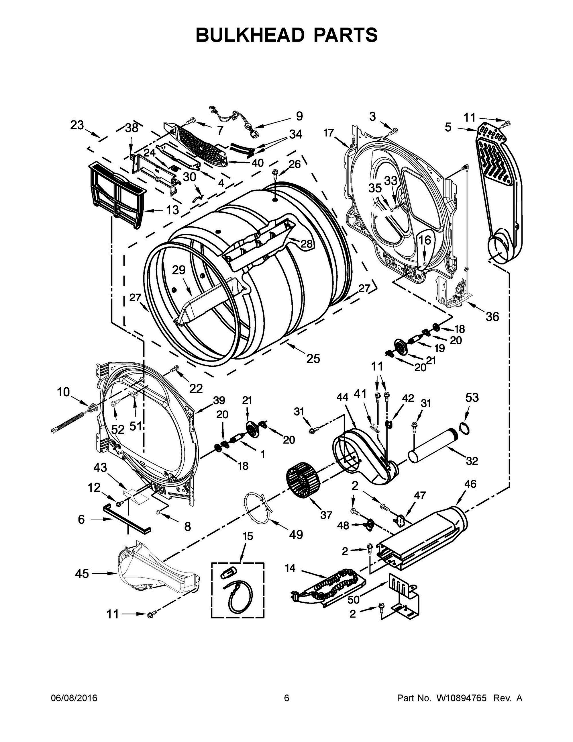 04 - BULKHEAD PARTS Diagram and Parts List for YWED9500EC0  Whirlpool Dryer