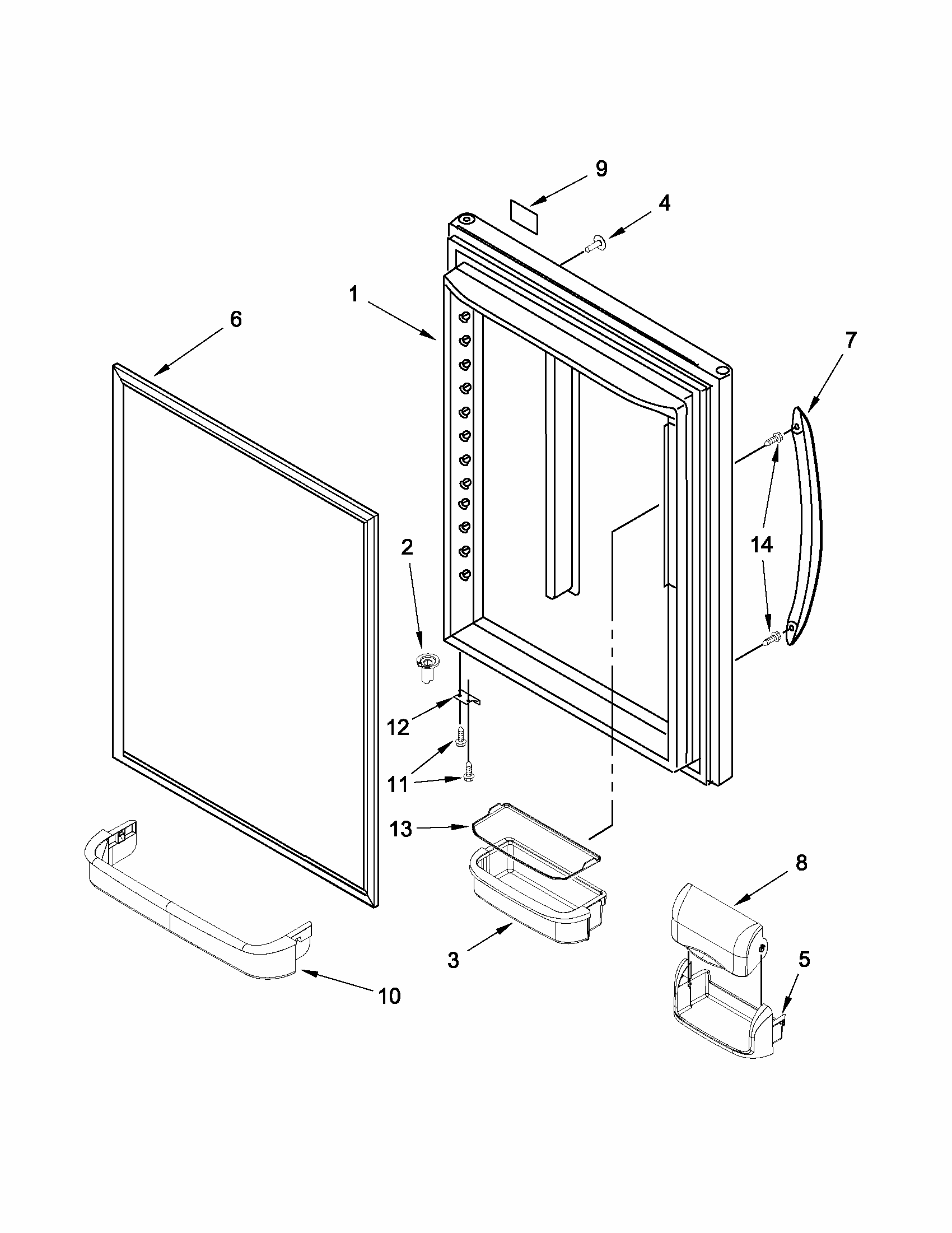 Refrigerator Door Parts Diagram and Parts List for 59669283014  Kenmore Refrigerator