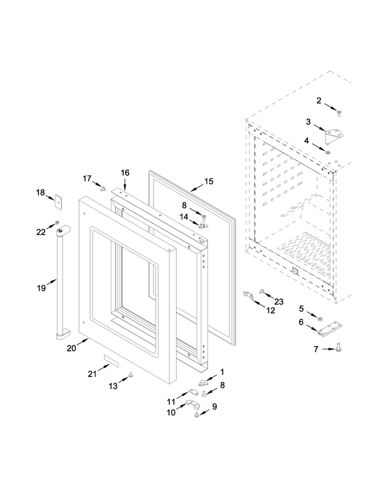 Door Parts Diagram and Parts List for KUBR204EPA00  KitchenAid Cooler