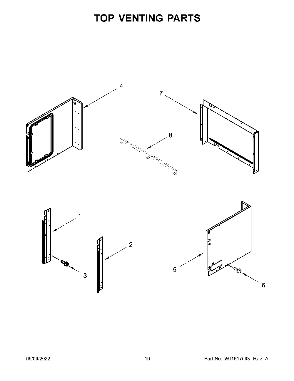Top Venting Parts Diagram and Parts List for KOCE507ESS20  KitchenAid Wall Oven