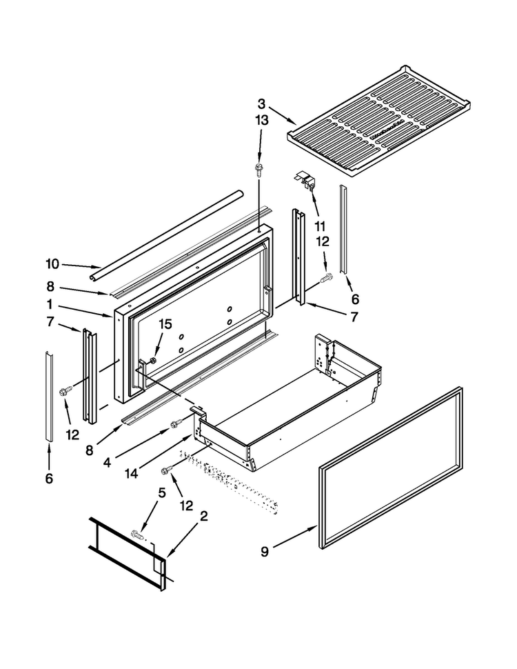 Freezer Door And Basket Parts Diagram and Parts List for KBRO36FTX07  KitchenAid Refrigerator