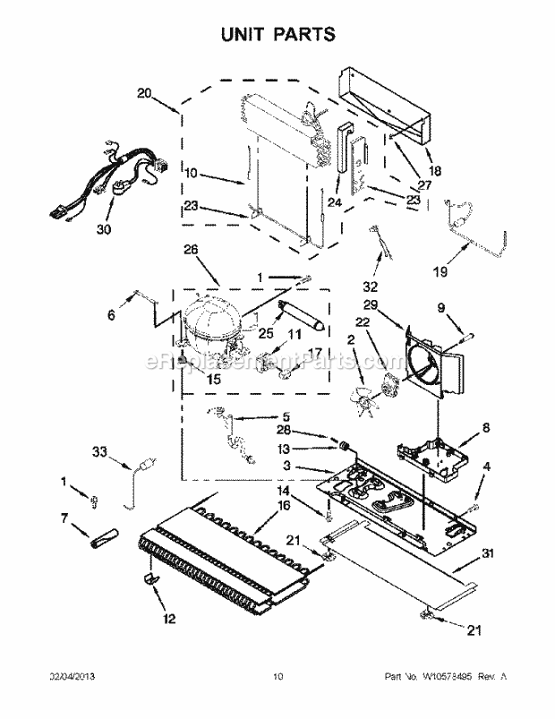 Unit Parts Diagram and Parts List for WRF736SDAB10  Whirlpool Refrigerator