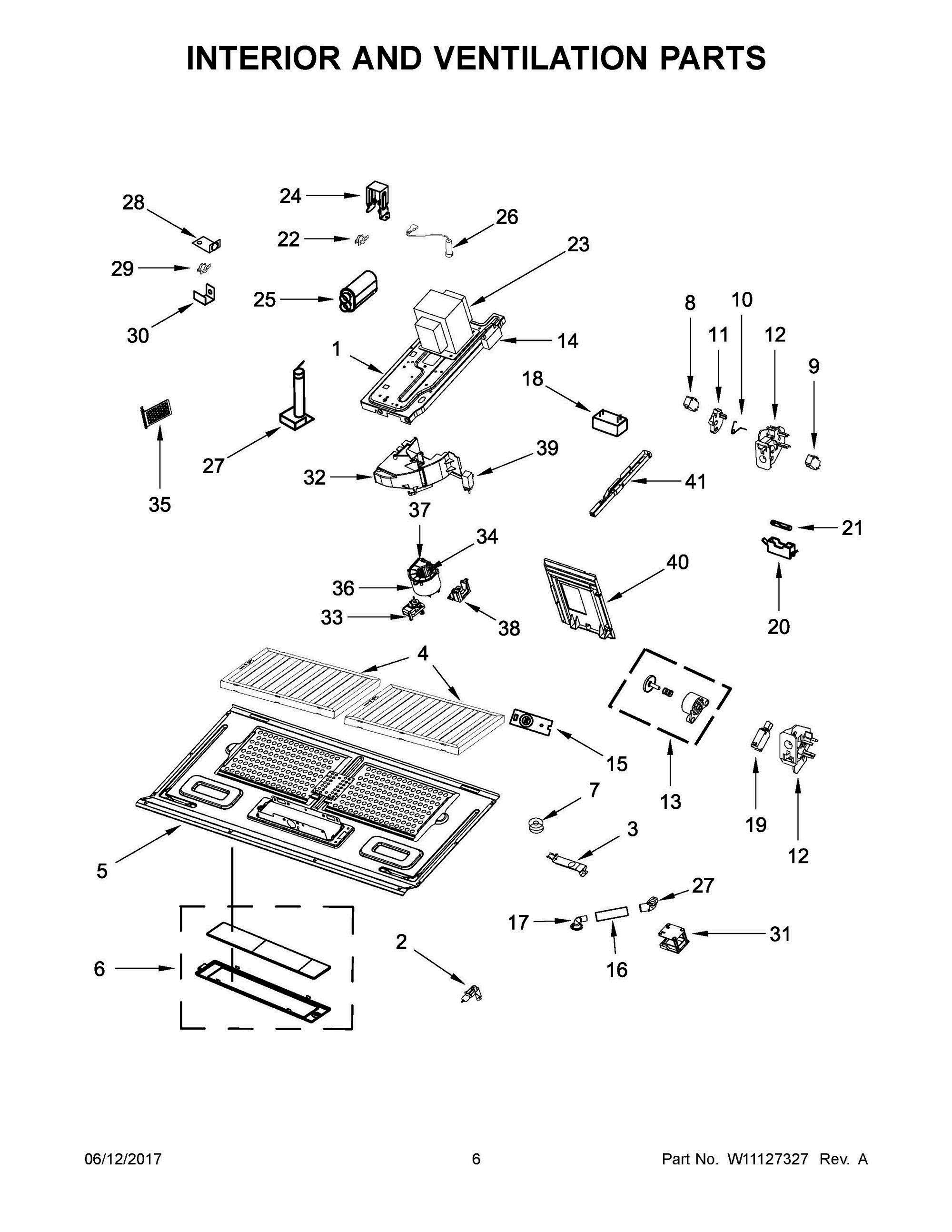 04 - INTERIOR AND VENTILATION PARTS Diagram and Parts List for YKMHP519ES2  Whirlpool Microwave Oven Combo