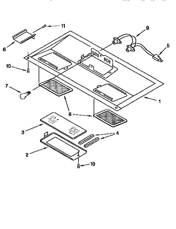 Ventilation Diagram and Parts List for MH7110XBQ8  Whirlpool Microwave