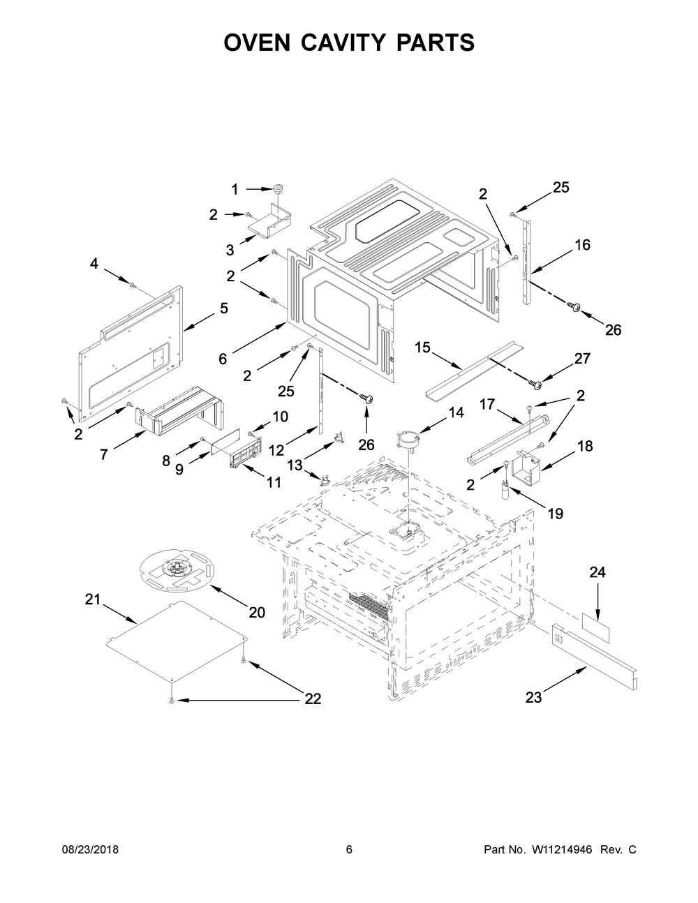 Oven Cavity Parts Diagram and Parts List for KMBD104GSS0  Whirlpool Microwave