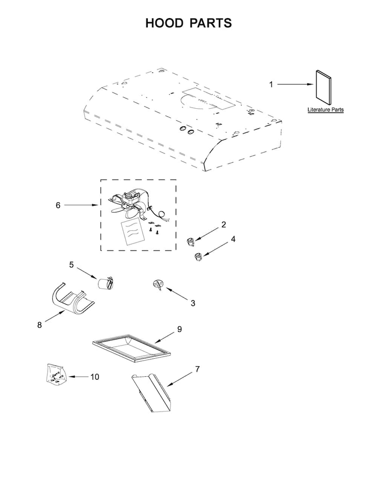Hood Parts Diagram and Parts List for UXT4036ADW2  Whirlpool Range Hood