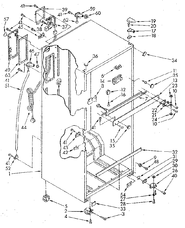 Cabinet Diagram and Parts List for ET16AKXSF02  Whirlpool Refrigerator