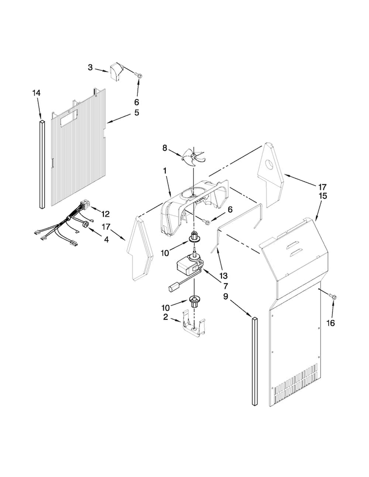 Air Flow Parts Diagram and Parts List for 10641153210  Kenmore Refrigerator