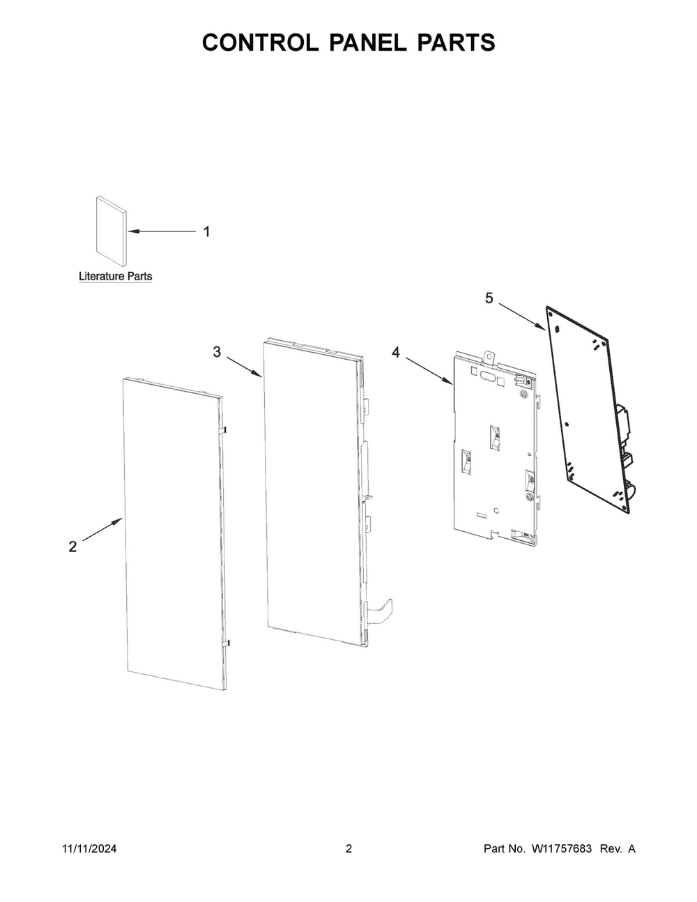 02 - Control Panel Parts Diagram and Parts List for YWMML5530RV00  Whirlpool Microwave