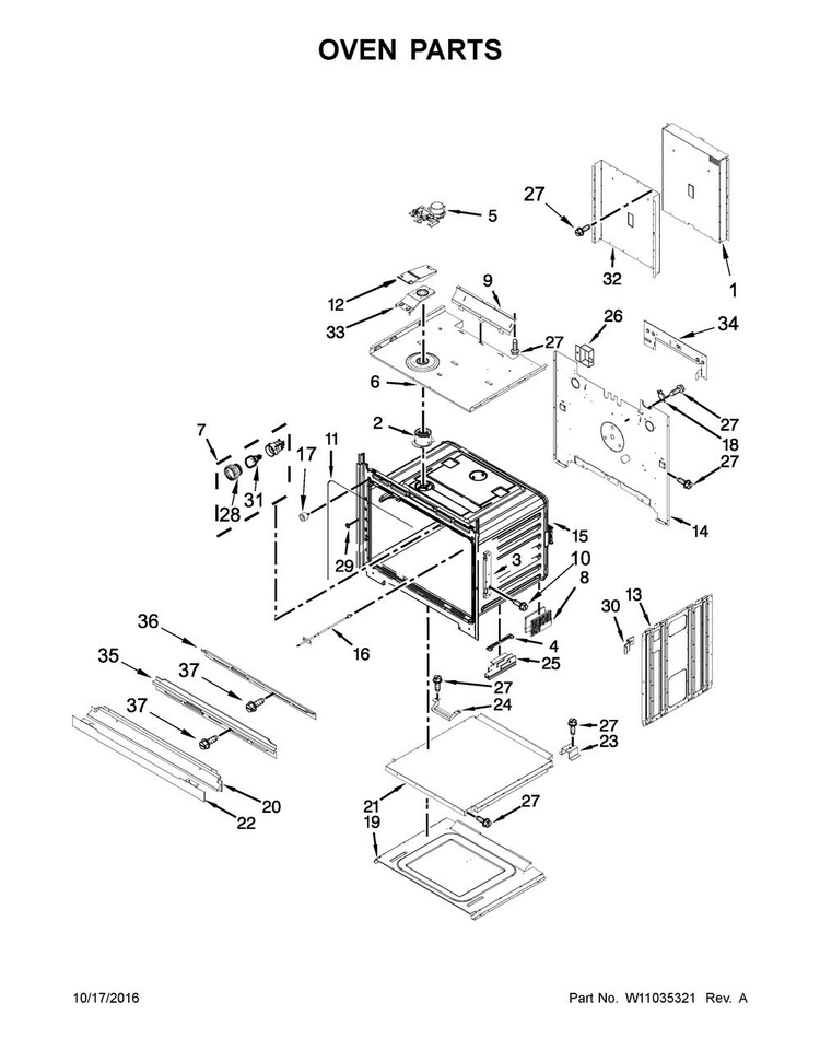 Oven Parts Diagram and Parts List for WOD51EC7AW05  Whirlpool Wall Oven
