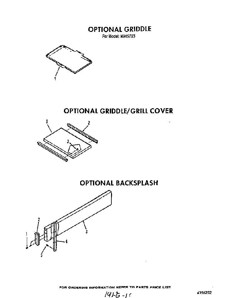 ^griddle Diagram and Parts List for N9457*5  Roper Range