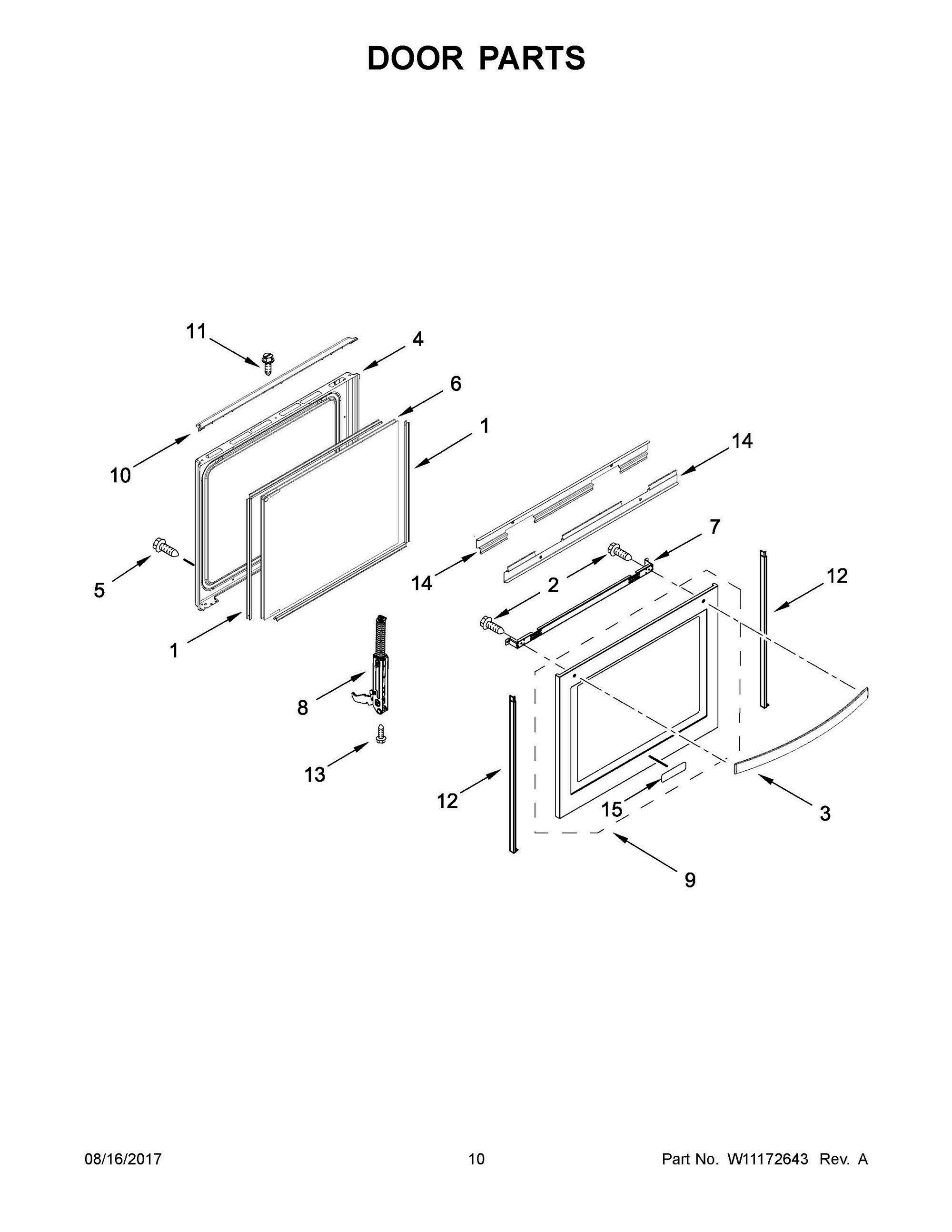 06 - DOOR PARTS Diagram and Parts List for WFG775H0HV0  Whirlpool Range