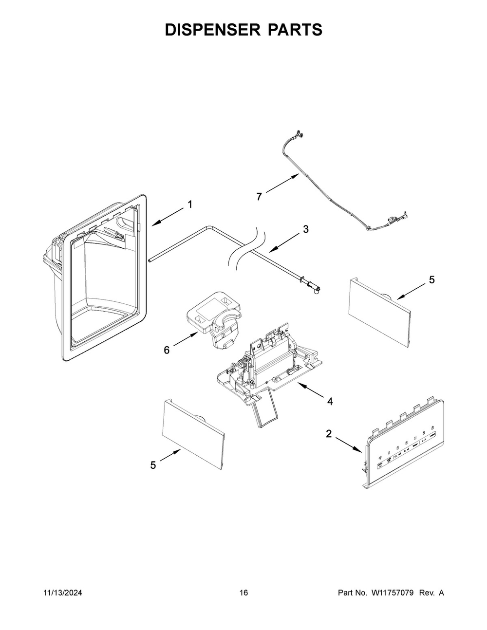09 - Dispenser Parts Diagram and Parts List for ASI2575GRB12  Whirlpool Refrigerator