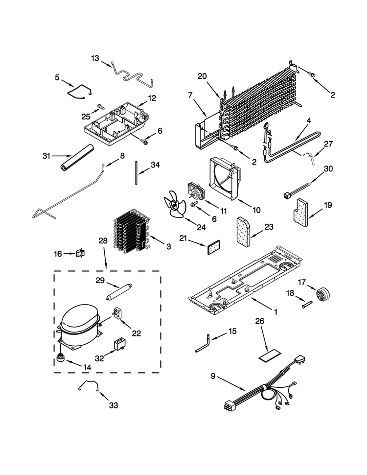 Unit Parts Diagram and Parts List for W8RXCGFXQ04  Whirlpool Refrigerator