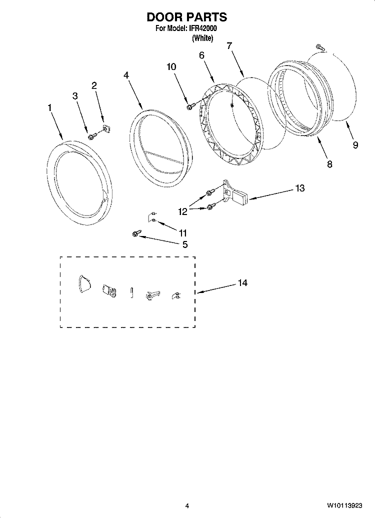 DOOR PARTS Diagram and Parts List for IFR42000  Inglis Washer