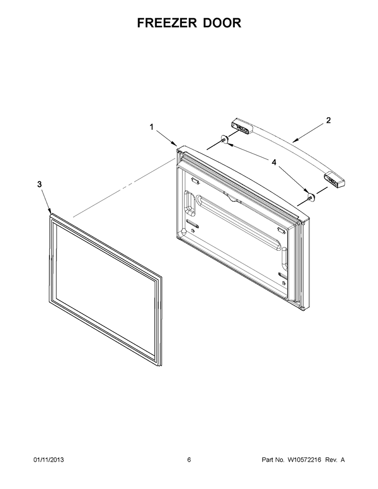 FREEZER DOOR Diagram and Parts List for GX2FHDXVY010  Whirlpool Refrigerator