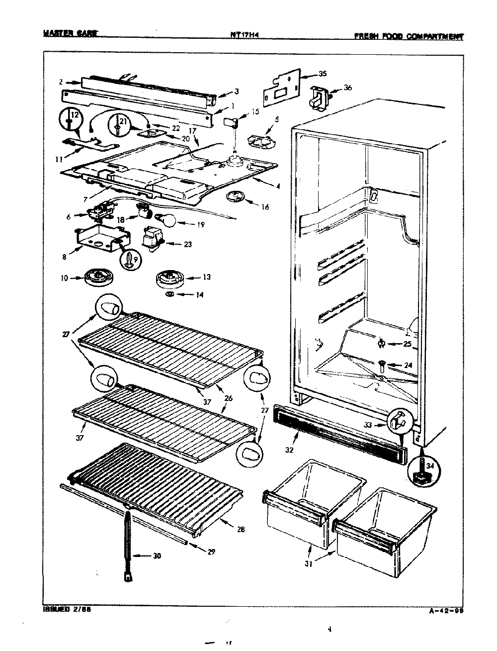 03 - Fresh Food Compartment Diagram and Parts List for NT17H4A  Whirlpool Refrigerator