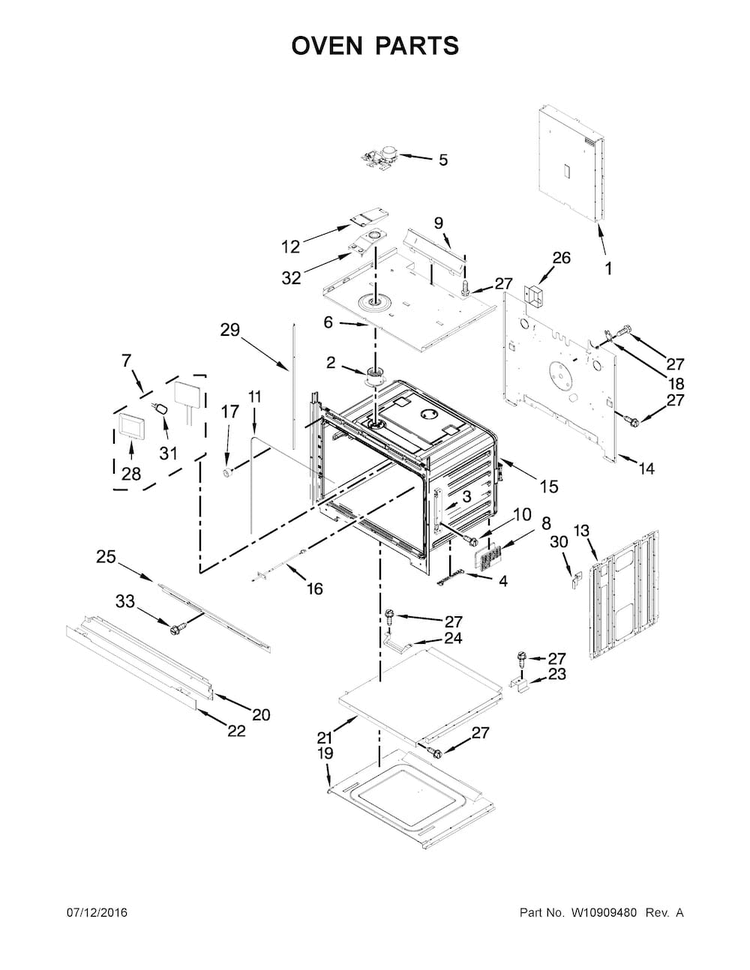 Oven Parts Diagram and Parts List for KOSE507EBS01  KitchenAid Wall Oven
