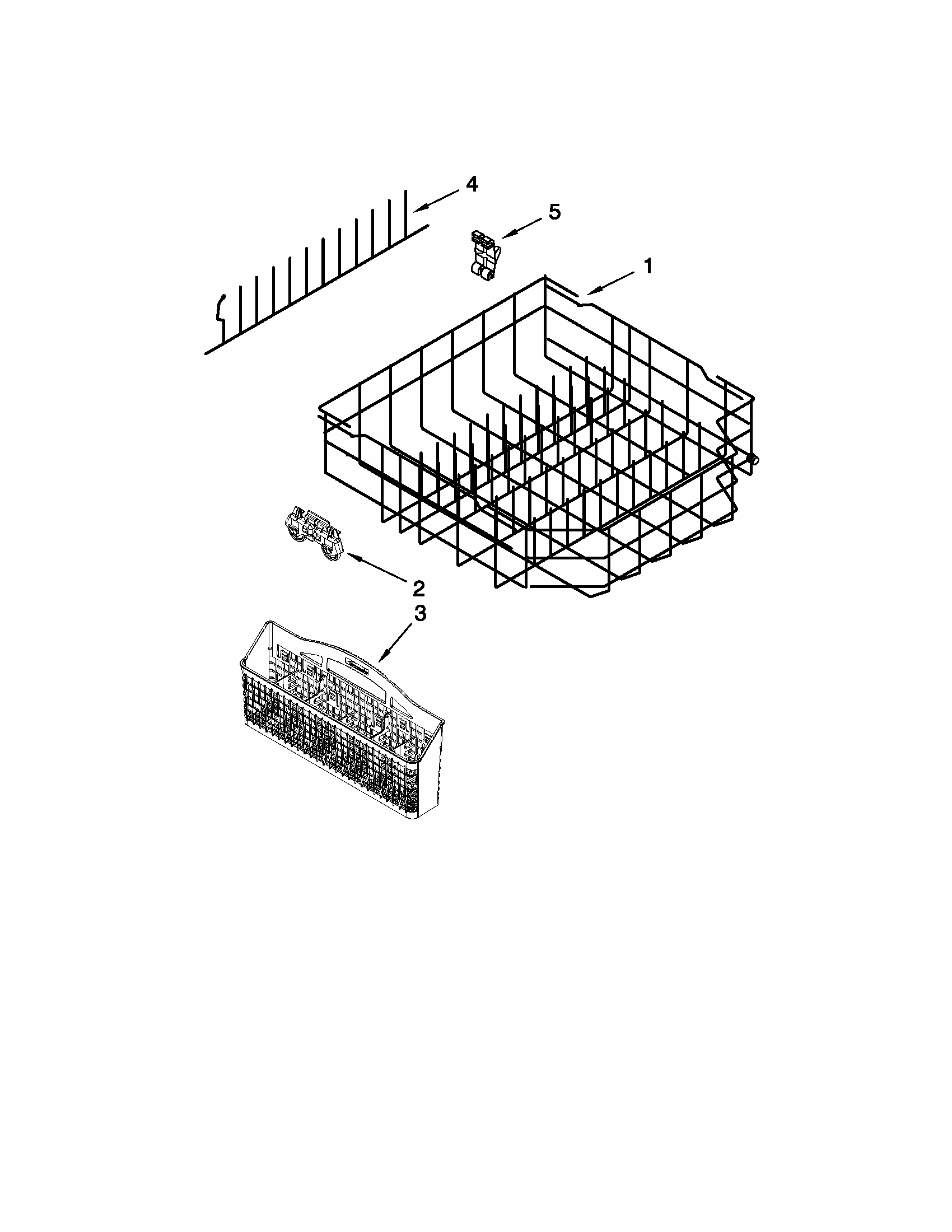 Lower Rack Parts Diagram and Parts List for 66513283K113  Kenmore Dishwasher