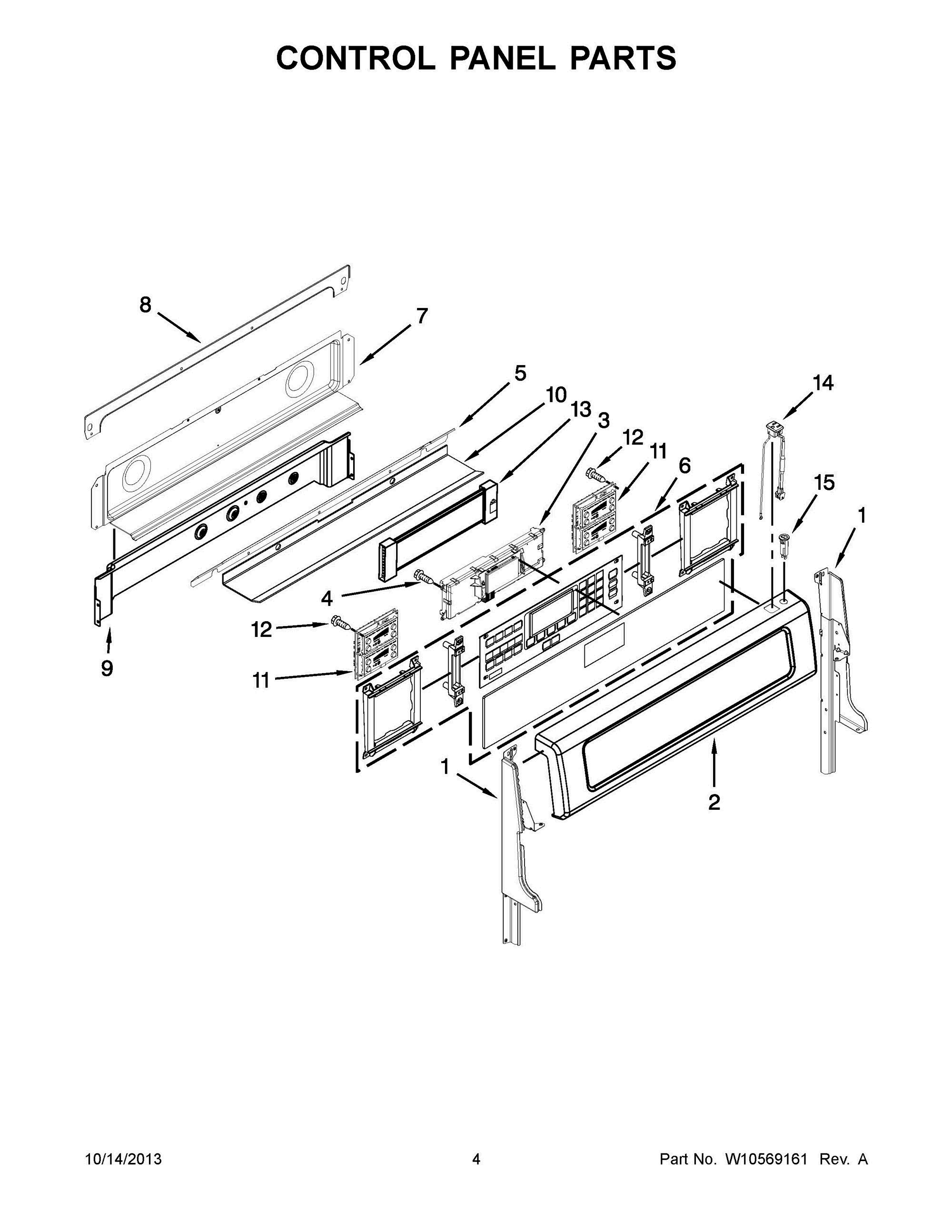 03 - CONTROL PANEL PARTS Diagram and Parts List for YKER507XSS02  Whirlpool Range
