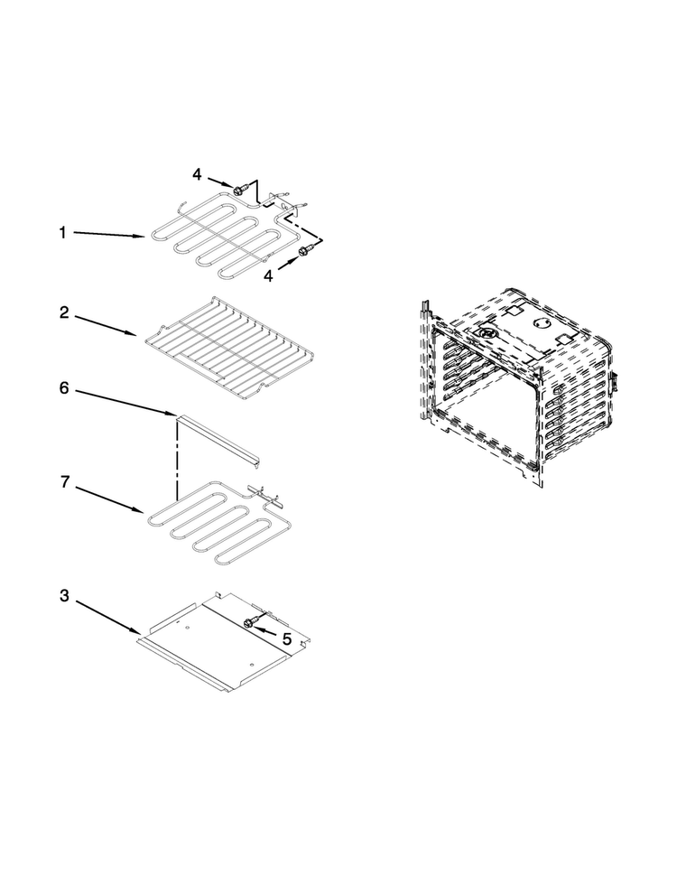 Internal Oven Parts Diagram and Parts List for WOD51EC7AW04  Whirlpool Wall Oven