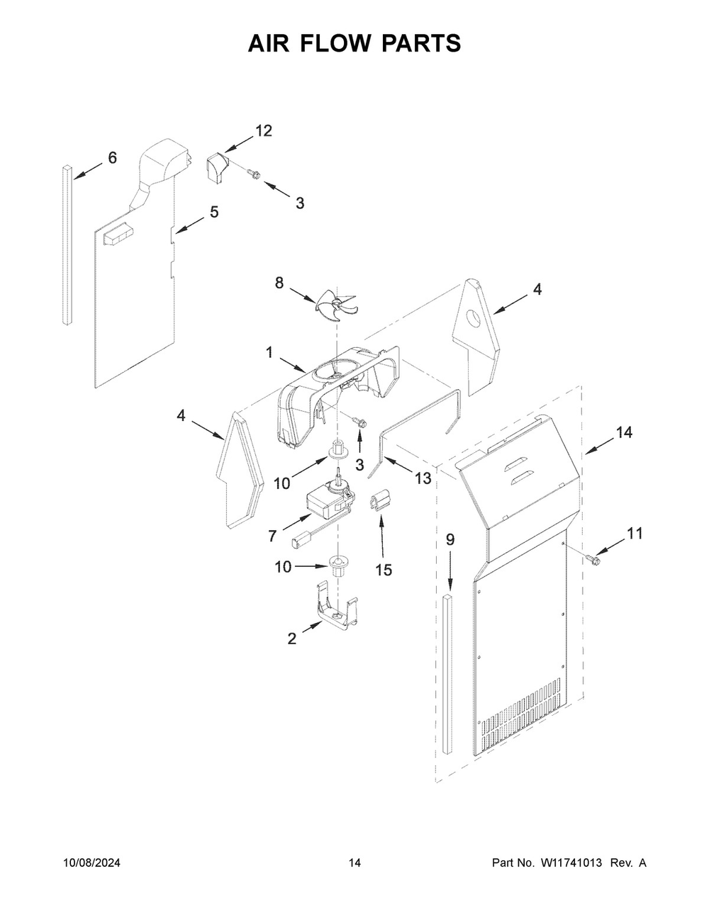 08 - Air Flow Parts Diagram and Parts List for MSS25N4MKZ11  Whirlpool Refrigerator