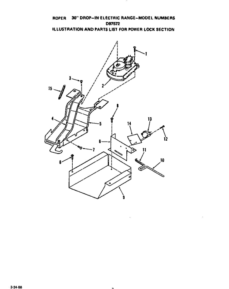 Power Lock Diagram and Parts List for D9757*2  Roper Range