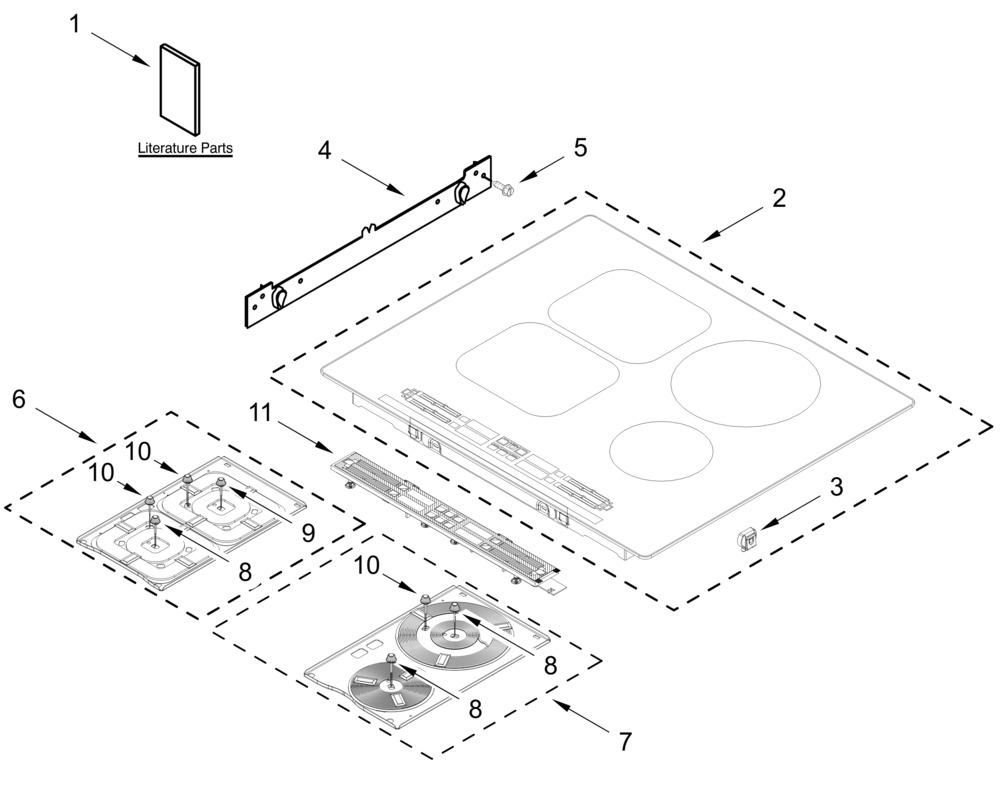 Cooktop Parts Diagram and Parts List for JICT724SB00  Whirlpool Cooktop
