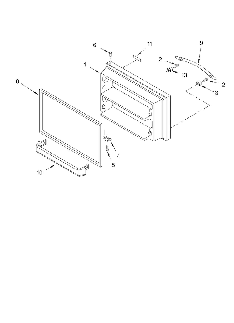 Freezer Door Diagram and Parts List for KTRA22ELBT01  KitchenAid Refrigerator