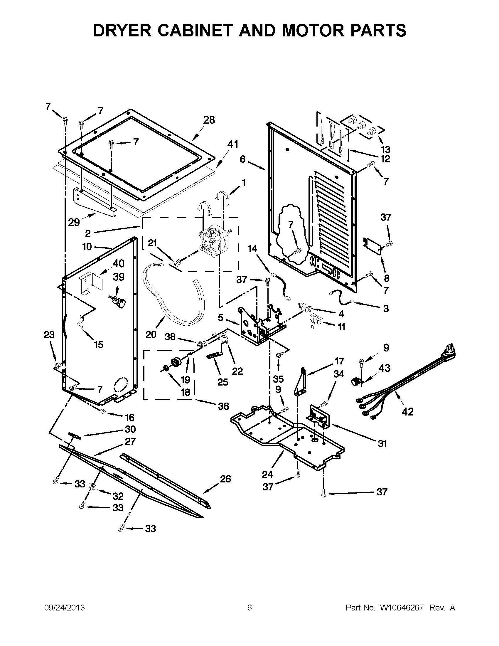 04 - DRYER CABINET AND MOTOR PARTS Diagram and Parts List for YMET3800XW1  Whirlpool Dryer