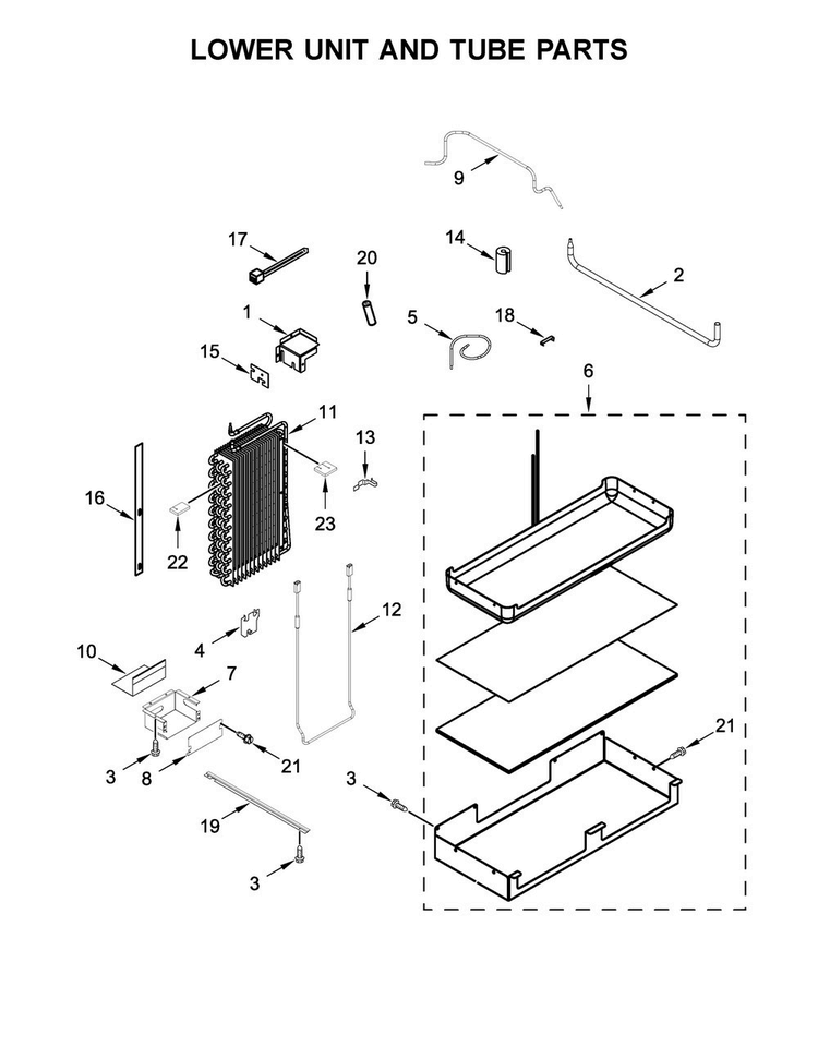 Lower Unit And Tube Parts Diagram and Parts List for KBSN602EBS00  KitchenAid Refrigerator