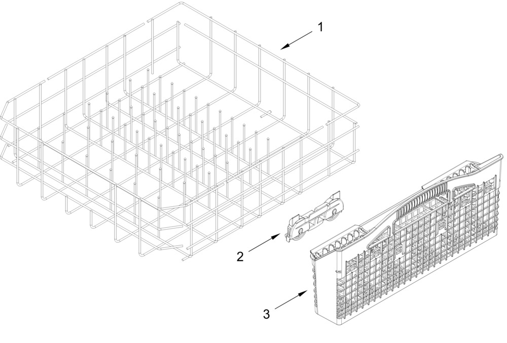 Lower Rack Parts Diagram and Parts List for WDT750SAKZ4  Whirlpool Dishwasher