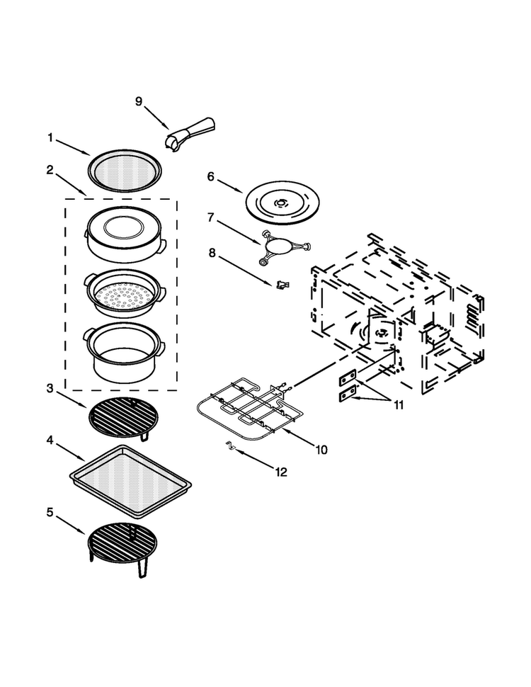 Internal Microwave Parts Diagram and Parts List for KOCE500EBL01  KitchenAid Microwave