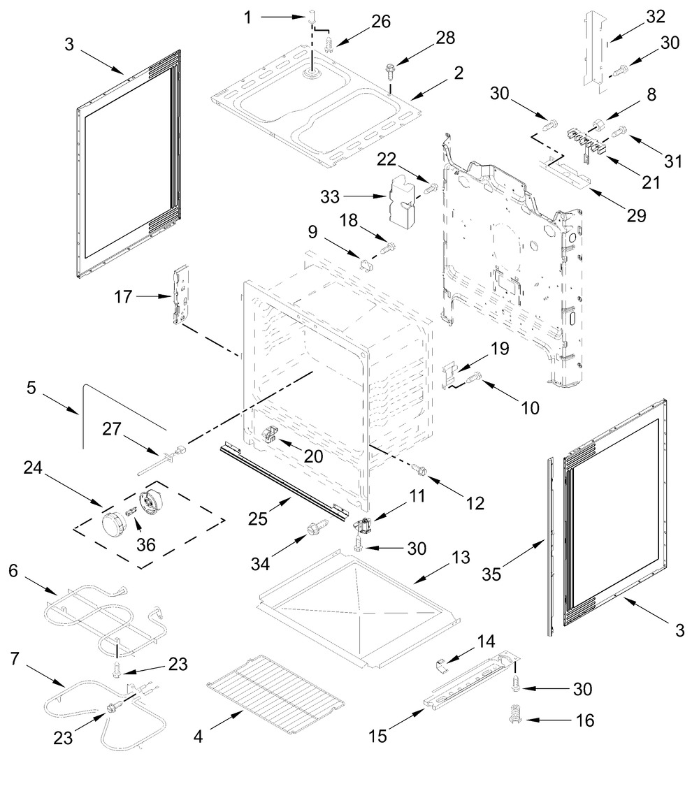 Chassis Parts Diagram and Parts List for VREW3162RB0  Whirlpool Range