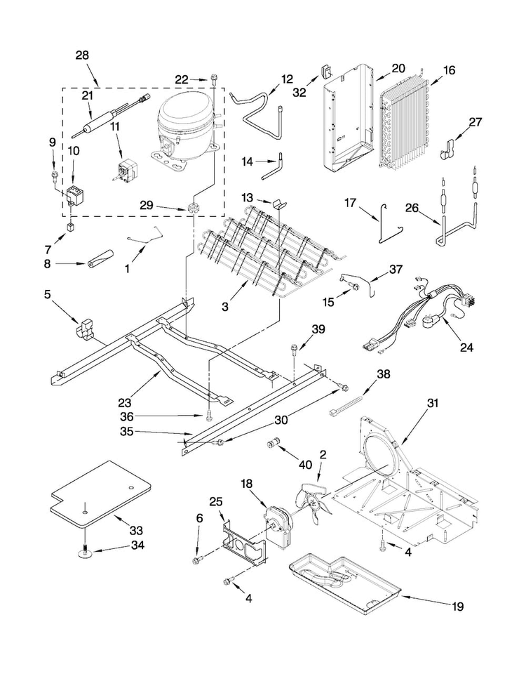 Unit Parts Diagram and Parts List for ED2CHQXVQ03  Whirlpool Refrigerator