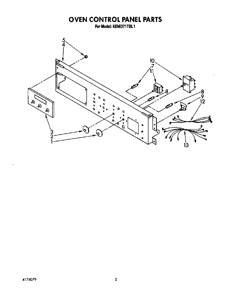 OVEN CONTROL PANEL , LITERATURE Diagram and Parts List for KEMI371TBL1  KitchenAid Microwave Oven Combo