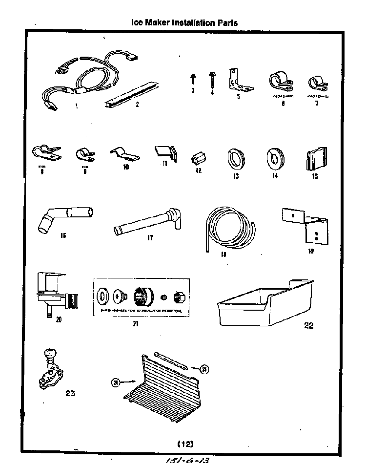 Icemaker Installation Diagram and Parts List for 8617*0A  Roper Refrigerator
