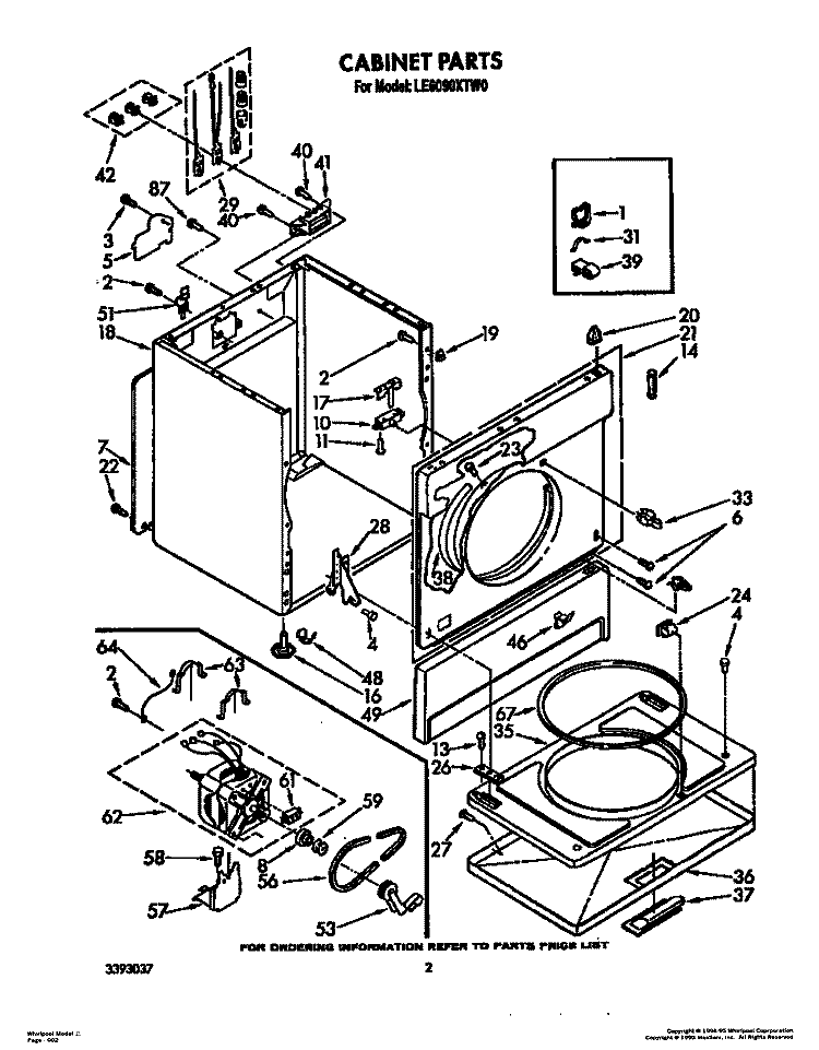 CABINET Diagram and Parts List for LE6090XTN0  Whirlpool Dryer