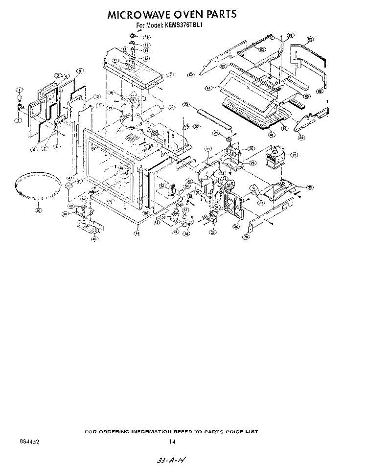 MICROWAVE OVEN Diagram and Parts List for KEMS376TBL1  KitchenAid Microwave Oven Combo