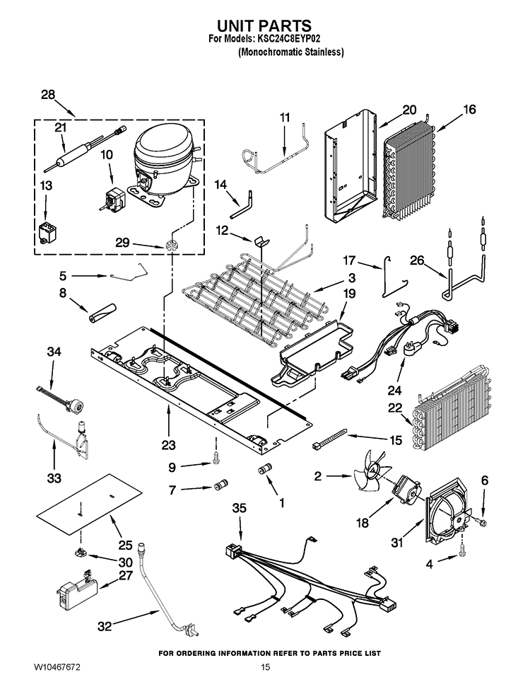 UNIT PARTS Diagram and Parts List for KSC24C8EYP02  KitchenAid Refrigerator