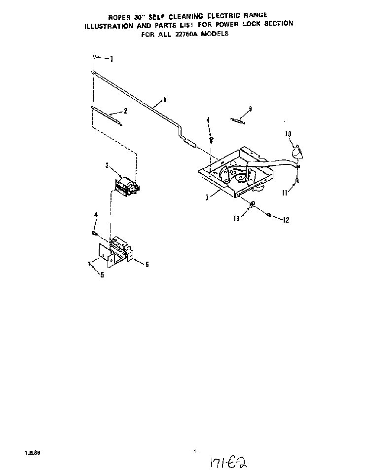 Power Lock Diagram and Parts List for 2276*0A  Roper Range