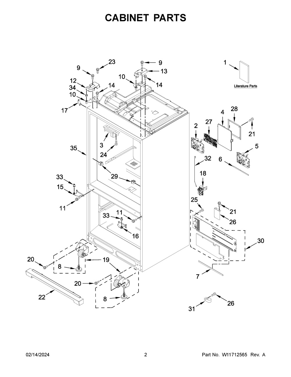 Cabinet Parts Diagram and Parts List for KRMF536RPS00  KitchenAid Refrigerator