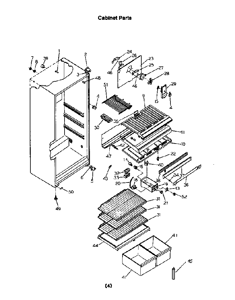 Cabinet Diagram and Parts List for 8614*0A  Roper Refrigerator