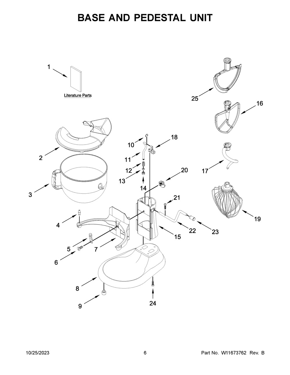 Base And Pedestal Unit Diagram and Parts List for 5KSM70SHXADR0  KitchenAid Mixer