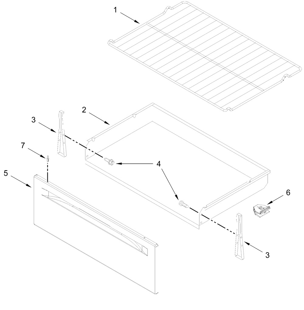 Drawer And Broiler Parts Diagram and Parts List for CRGW3484RW0,CRGW3484RB0  Whirlpool Range