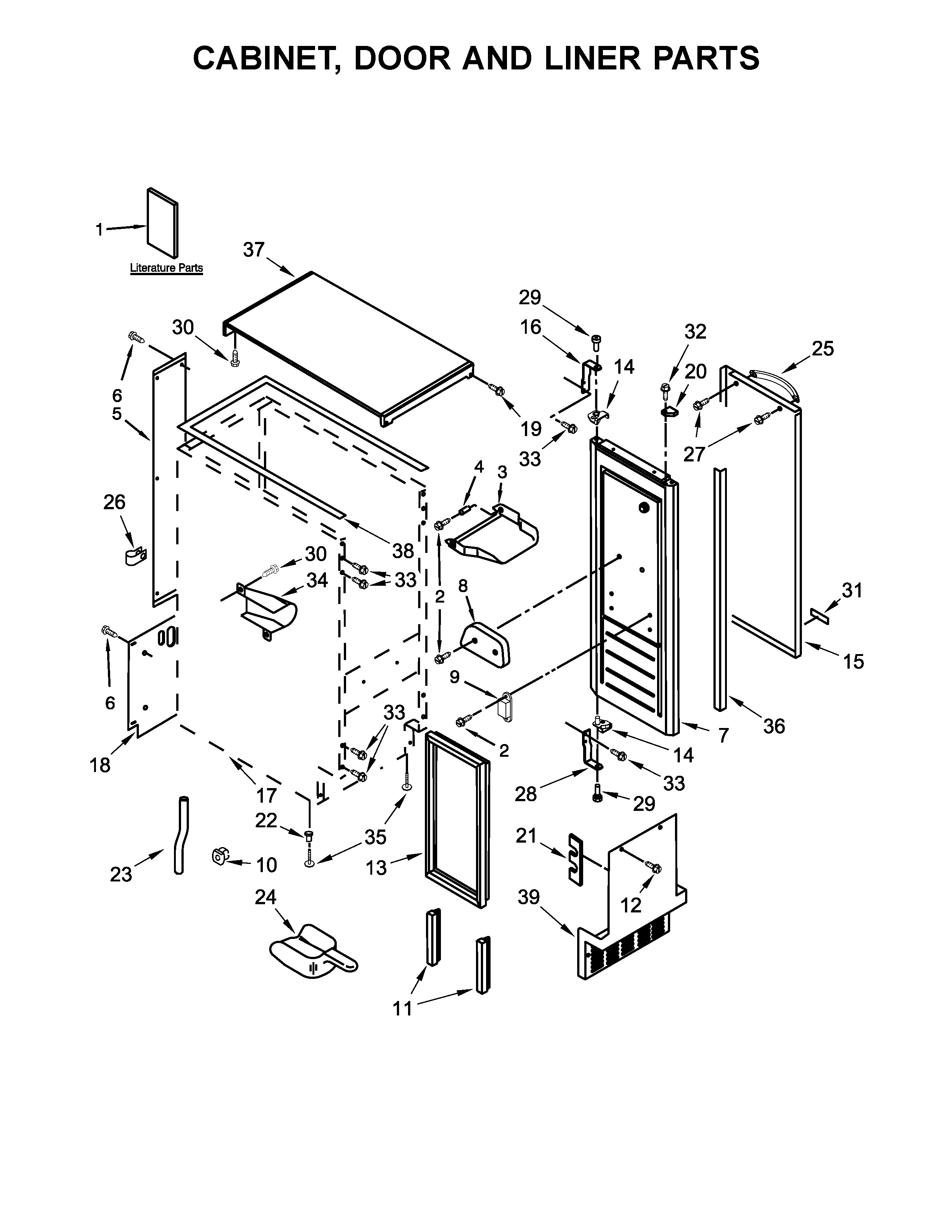 Cabinet, Door And Liner Parts Diagram and Parts List for 10689592101  Kenmore Ice Maker