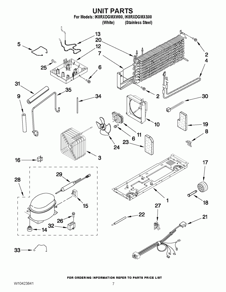UNIT PARTS Diagram and Parts List for IK8RXDGMXW00  Whirlpool Refrigerator