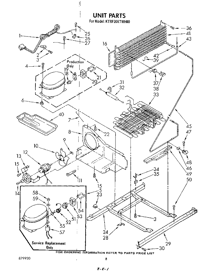 UNIT Diagram and Parts List for KTRF20KTPL00  Whirlpool Refrigerator