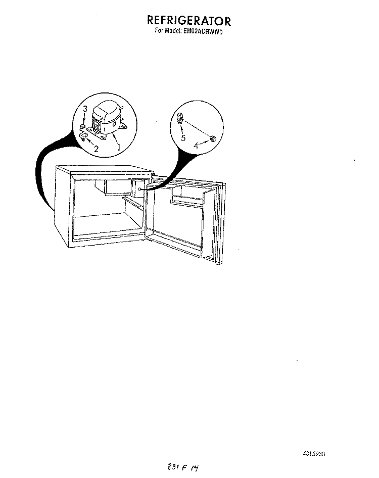 SECTION Diagram and Parts List for EM02ACRWW0  Whirlpool Refrigerator
